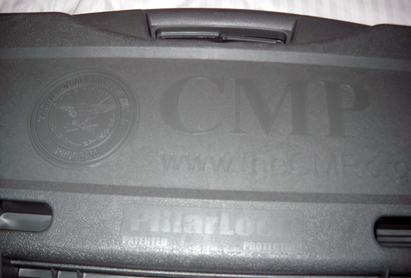 detail, CMP logo on hard rifle case