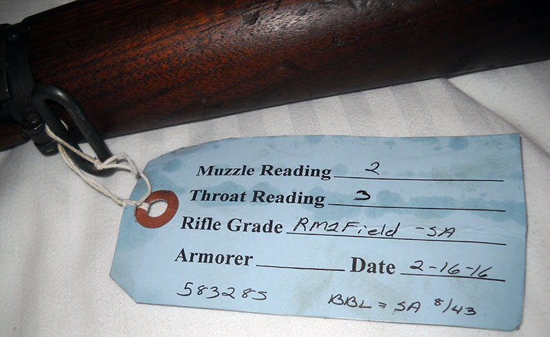 grade and condition tag included with CMP M1 rifle